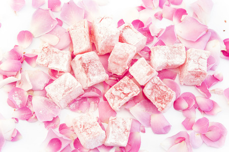 Turkish Delight of Roses with Rose Petals.の写真素材
