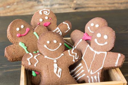 Gingerbread  Cookies in a Wooden Box.