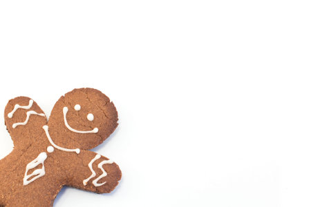Gingerbread Cookie  Man with Copy Space on White Background.