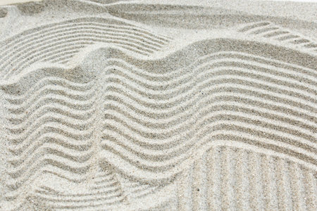 Zen Pattern in Sand of Zen Garden.の写真素材