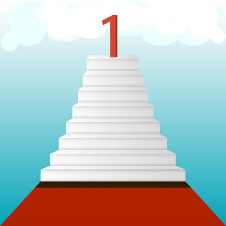 Stair into sky with one 1のイラスト素材