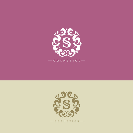 Boutique Brand, crests logo, S letter logo, Cosmetic logo, tracery, king, hotel, fashion, luxury brand logo templateのイラスト素材