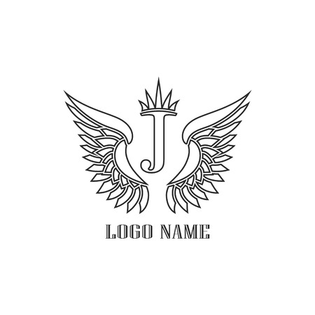 Wings black icons vector. Modern logo tamplateのイラスト素材