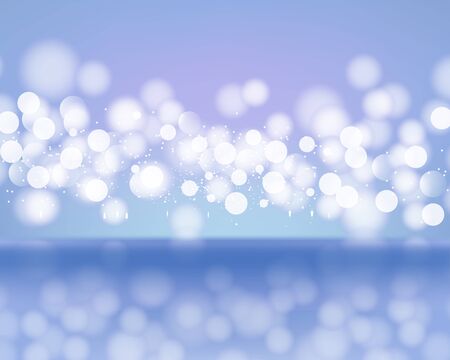 Abstract lights of bokeh on blue background. Blurred defocused lights in light blue colors.のイラスト素材