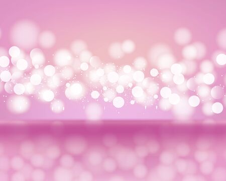 Abstract lights of bokeh on pink background. Blurred defocused lights in light pink colors.のイラスト素材