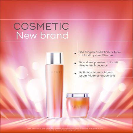 Cosmetics beauty series, ads of premium body spray cream for skin care. Template for design poster, placard, presentation, banners, cover, vector illustration.のイラスト素材