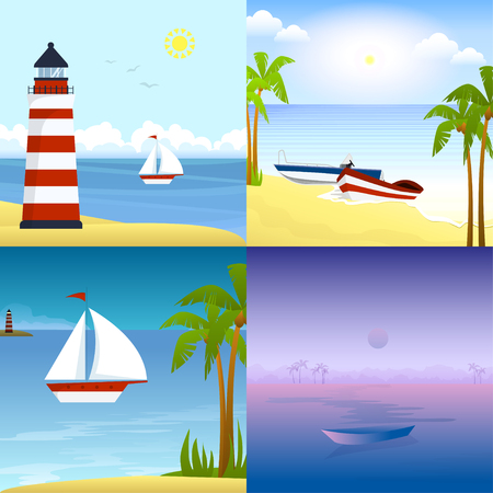 A boat on a tropical beachのイラスト素材