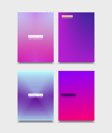 Set of Brochure Covers design. Halftone gradients with line. Future geometric template for brochure, poster, flyer. Vector.のイラスト素材
