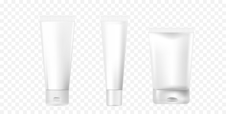 A set of photorealistic cosmetic tubes. Mockup tubes for cosmetics design. 3d vector illustrationのイラスト素材