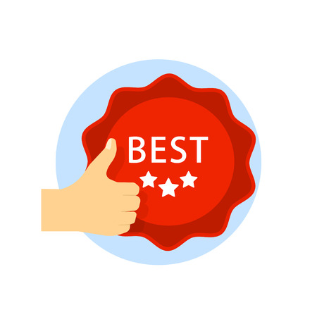 Best choice icon with thumb up and emblem isolated on white background vector flat icon.のイラスト素材