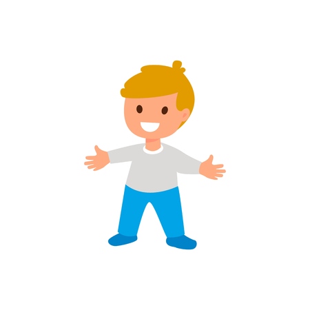 Child. A little boy is standing. Isolated flat illustrationのイラスト素材