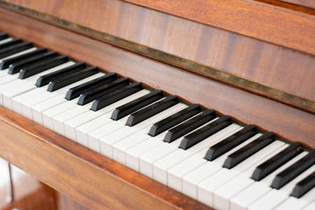 Piano brown polished. Piano keysの写真素材