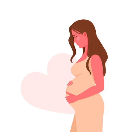 Pregnant woman. Pregnancy concert. Preservation of pregnancy, health careのイラスト素材