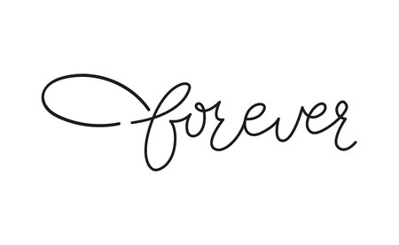 Forever. Lettering word beautiful inscription. Calligraphy forever for postcard, sticker, logoのイラスト素材