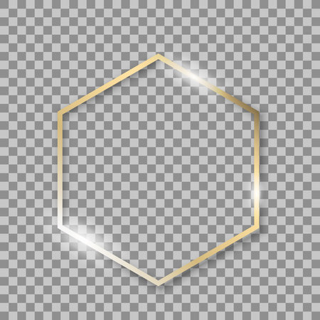 Golden shiny Rhombus frame. Golden shiny frame. Shining gold frame on a transparent backgroundのイラスト素材