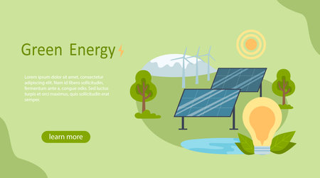 Green Renewable energy. Concept design energy saving, solar energy accumulation, natural energy resources.のイラスト素材