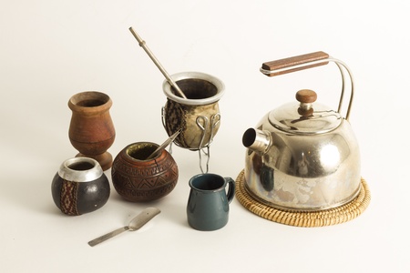 Detail of mate and yerba mate, traditional beverageの写真素材