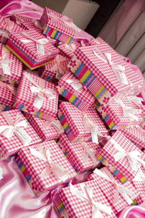Boxes with presents, christmas, pink  party の写真素材