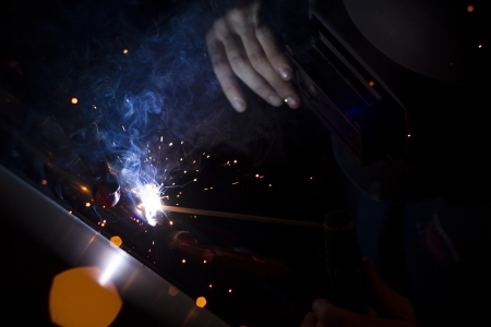 Welding with sparks の写真素材