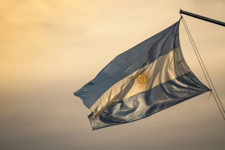Waving Fabric Flag of Argentinaの写真素材
