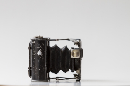Old antique analogue camera isolated, detail, closeup  Aged, object  History  Negative の写真素材