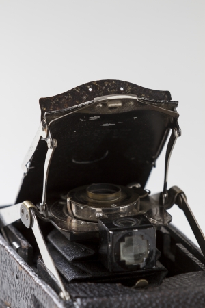 Old antique analogue camera isolated, detail, closeup  Aged, object  History  Negative の写真素材