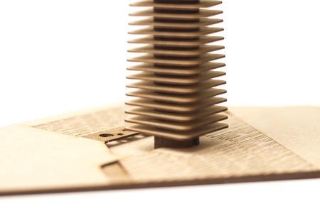 Architecture model of an skyscraper in wood isolated  Several levels stories の写真素材