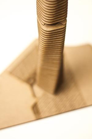 Architecture model of an skyscraper in wood isolated  Several levels stories の写真素材