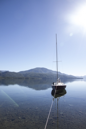 Sail parked in lake o a sunny day の写真素材