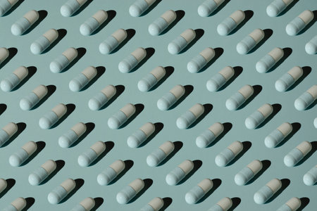 Green pills pattern on green background.