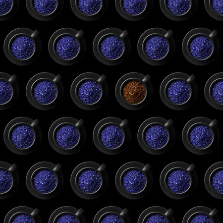 Black pattern: a lot of cups with ground coffee. 2022 very peri color.