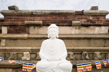 Anuradhapura ruin, historical capital city of the Sinhalese Buddhist state on Sri Lances The photograph is presenting the Thuparamaya dagoba (stupa).の写真素材