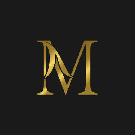 Golden Initial M Letter Luxury Logo vector template design.のイラスト素材