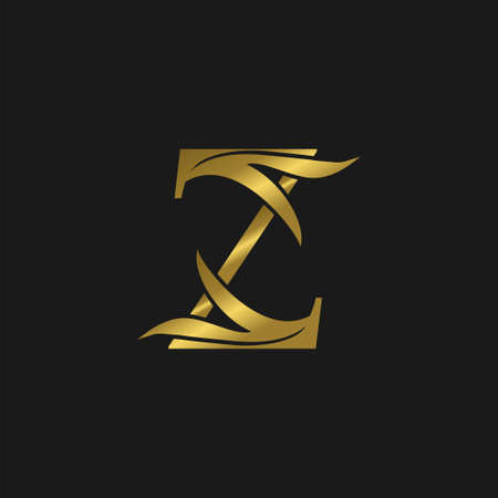 Golden Initial Z Letter Luxury Logo vector template design.のイラスト素材