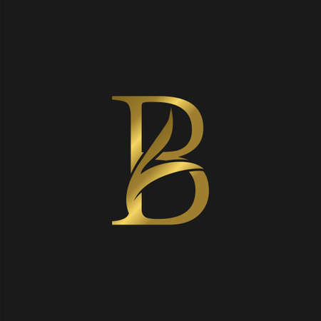 Golden Outline Initial B Letter Luxury Logo vector template design.のイラスト素材