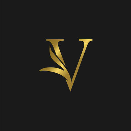 Golden Initial V Letter Luxury Logo vector template design.のイラスト素材