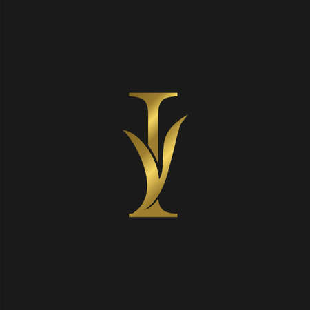 Golden Initial I Letter Luxury Logo vector template design.のイラスト素材
