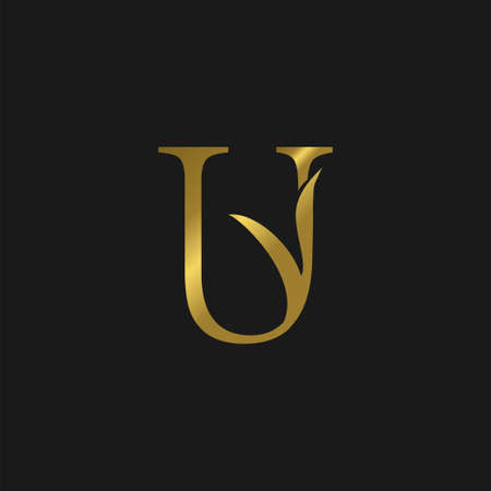 Golden Initial U Letter Luxury Logo vector template design.のイラスト素材