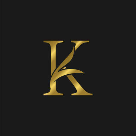 Golden Initial K Letter Luxury Logo vector template design.のイラスト素材