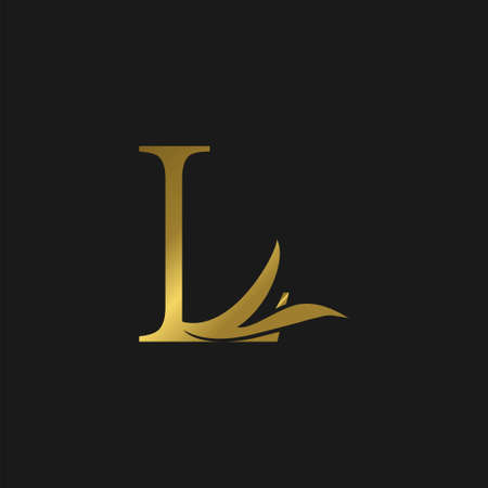 Golden Initial L Letter Luxury Logo vector template design.のイラスト素材