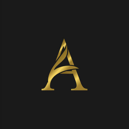 Golden Outline Initial A Letter Luxury Logo vector template design.のイラスト素材