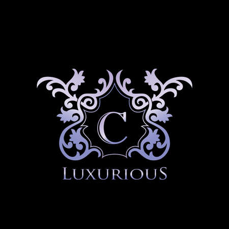 Metal Luxury Letter B Elegant Logo Badge. Luxurious Letter Initial Crest Monogram Vector Design.のイラスト素材