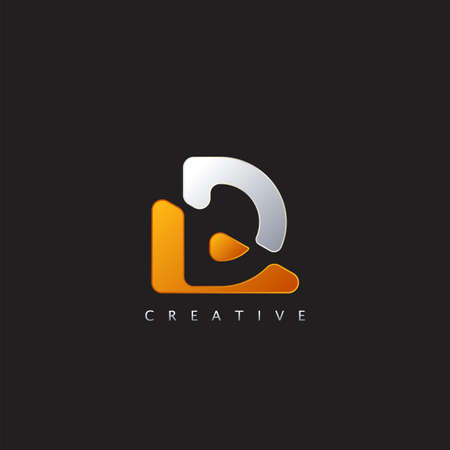 D Letter Logo Illustration Template. Abstract techno with negative space logo style.のイラスト素材