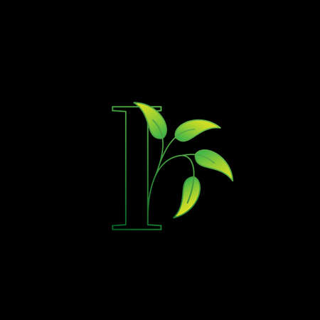 Green Nature Leaf Letter I Initial Logo Icon Concept Monogram leaves with Letter Designのイラスト素材