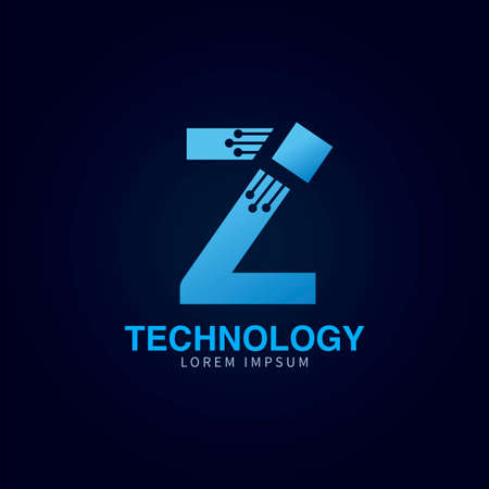Letter Z logotype blue color,Technology and digital abstract dot connection vector initial logo designのイラスト素材