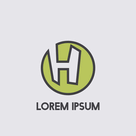H Negative Space Initial Logo Concept Circle Icon Vector Templateのイラスト素材