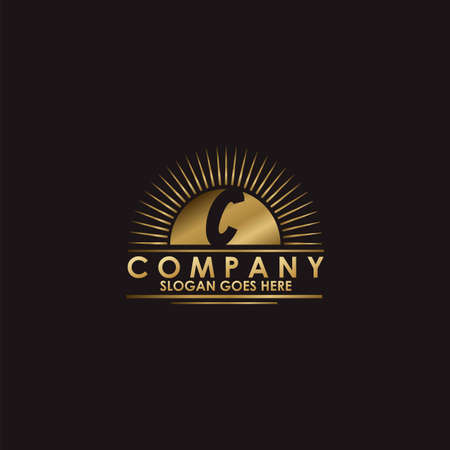 Golden Sun Initial Letter C Logo vector design for business brands identityのイラスト素材