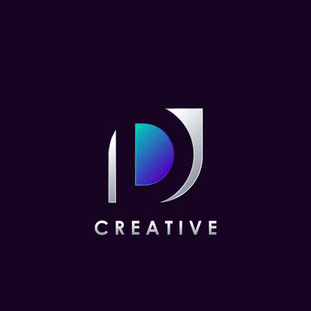Negative Space D letter initial logo template design for business identity.のイラスト素材
