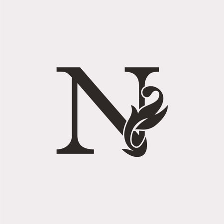 Monogram Vintage Ornate Leaf N Letter Initial Logo Icon Template Design Luxury Style Concept.のイラスト素材