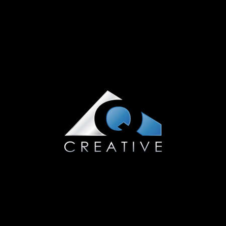 Q Letter Negative Space Logo, Creative Geometrical Logo Design Template with hidden letter initial.のイラスト素材